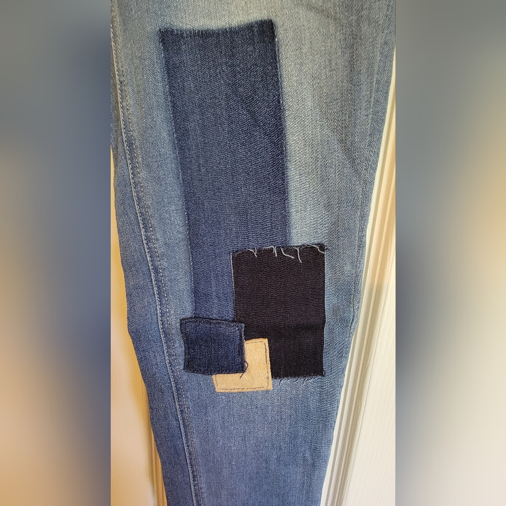 Patchwork Ankle Length Denim Pants - image 4